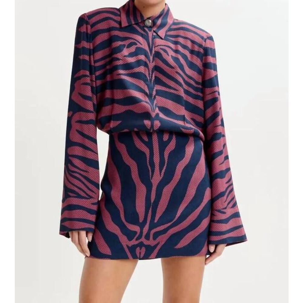 Essentiel Antwerp Isniper Shirt Mini Dress in Fudge Frappe Combo 40 US 10 - Picture 2 of 4